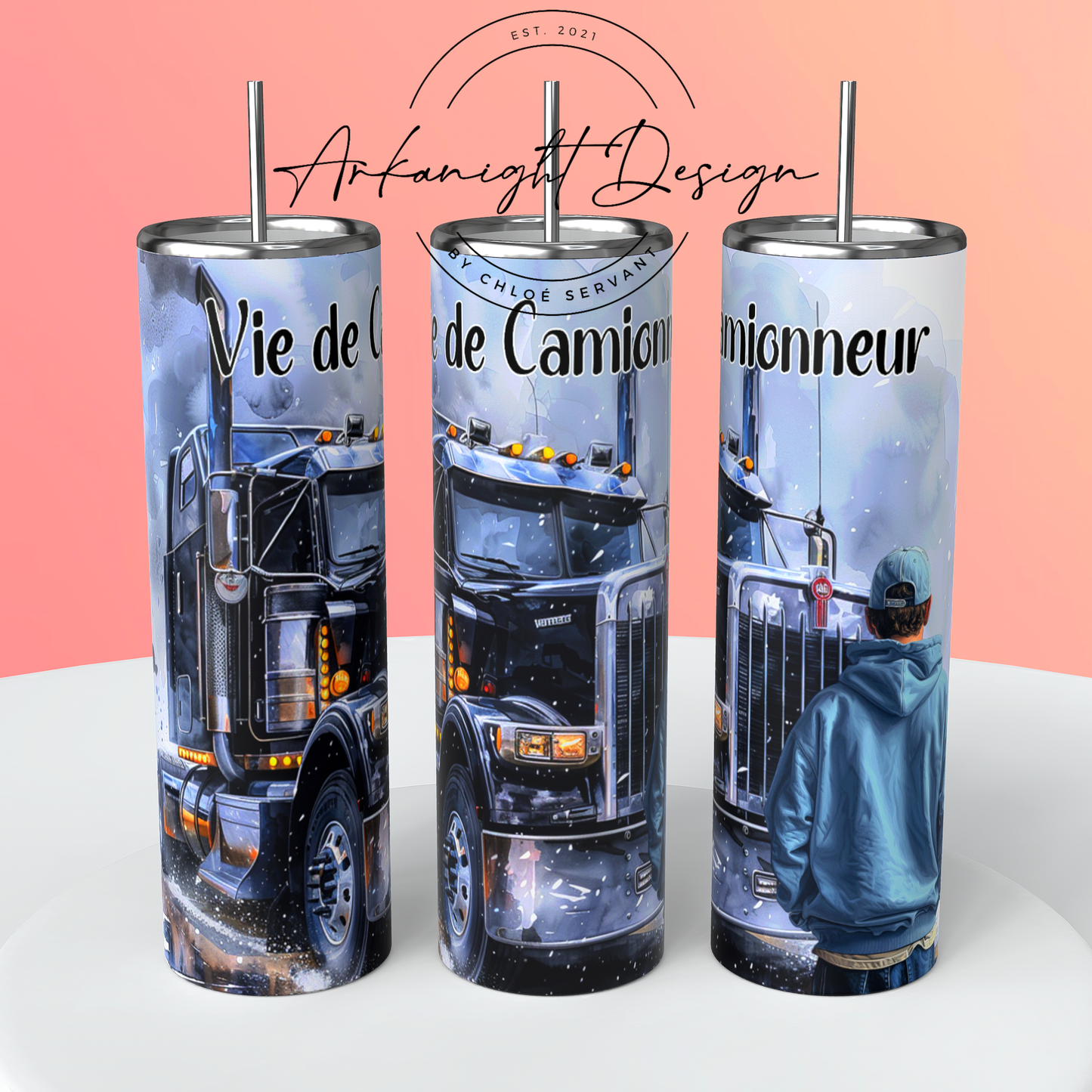 Gourde sur commande - Vie de Camionneur - Noir