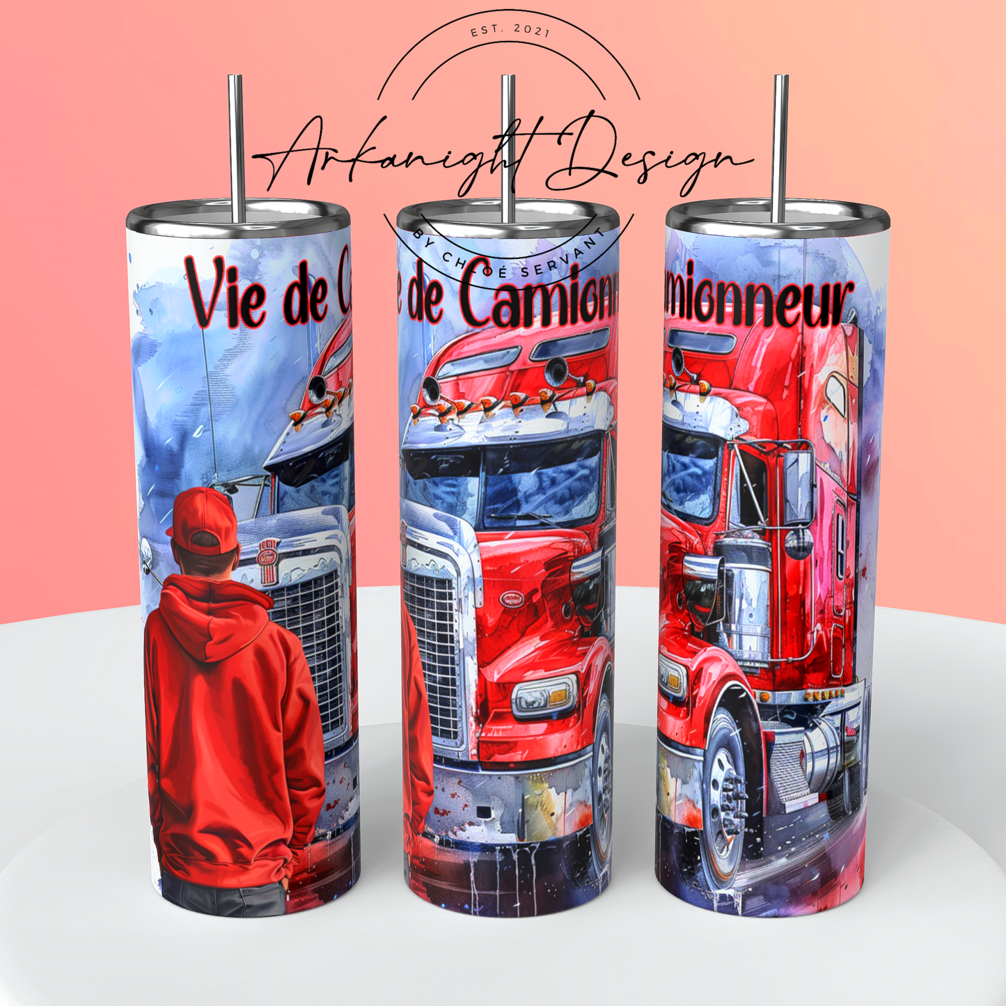 Gourde sur commande - Vie de Camionneur - Rouge