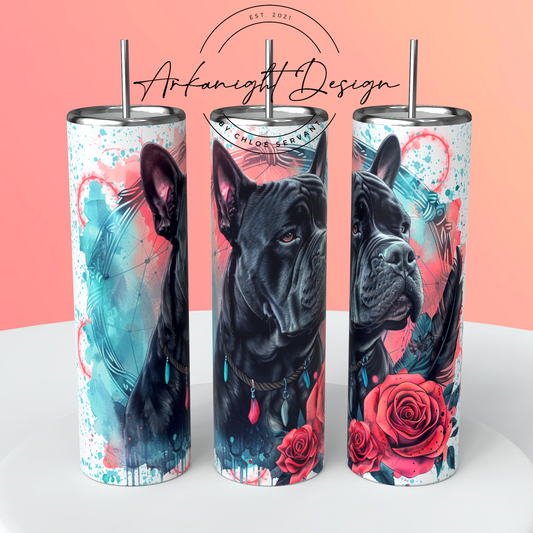 Watercolor Boho Cane Corso - Turquoise & Pink