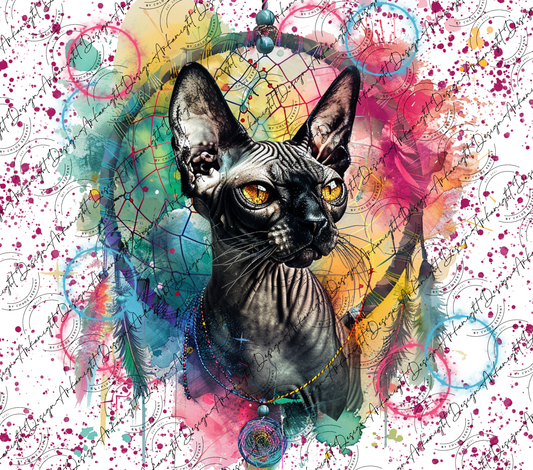 Impression - Watercolor Boho Multicolor Black Sphynx