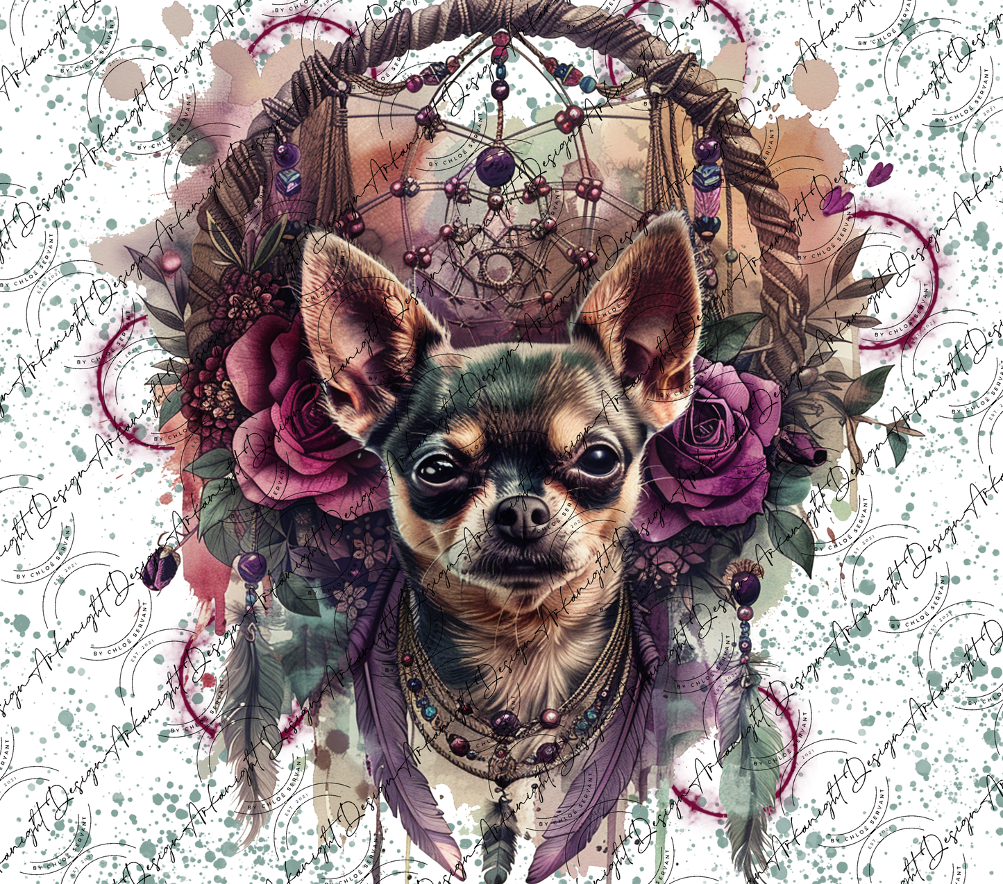 Impression - Watercolor Boho Brown & Tan Chihuahua