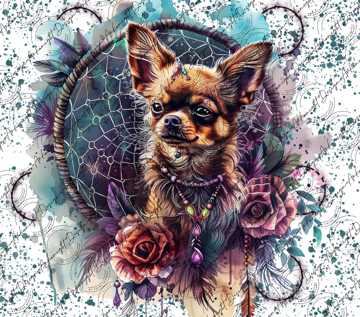 Impression - Watercolor Boho Brown & Fire Chihuahua-01