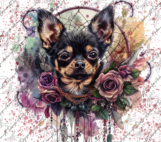 Impression - Watercolor Boho Black & Tan Chihuahua