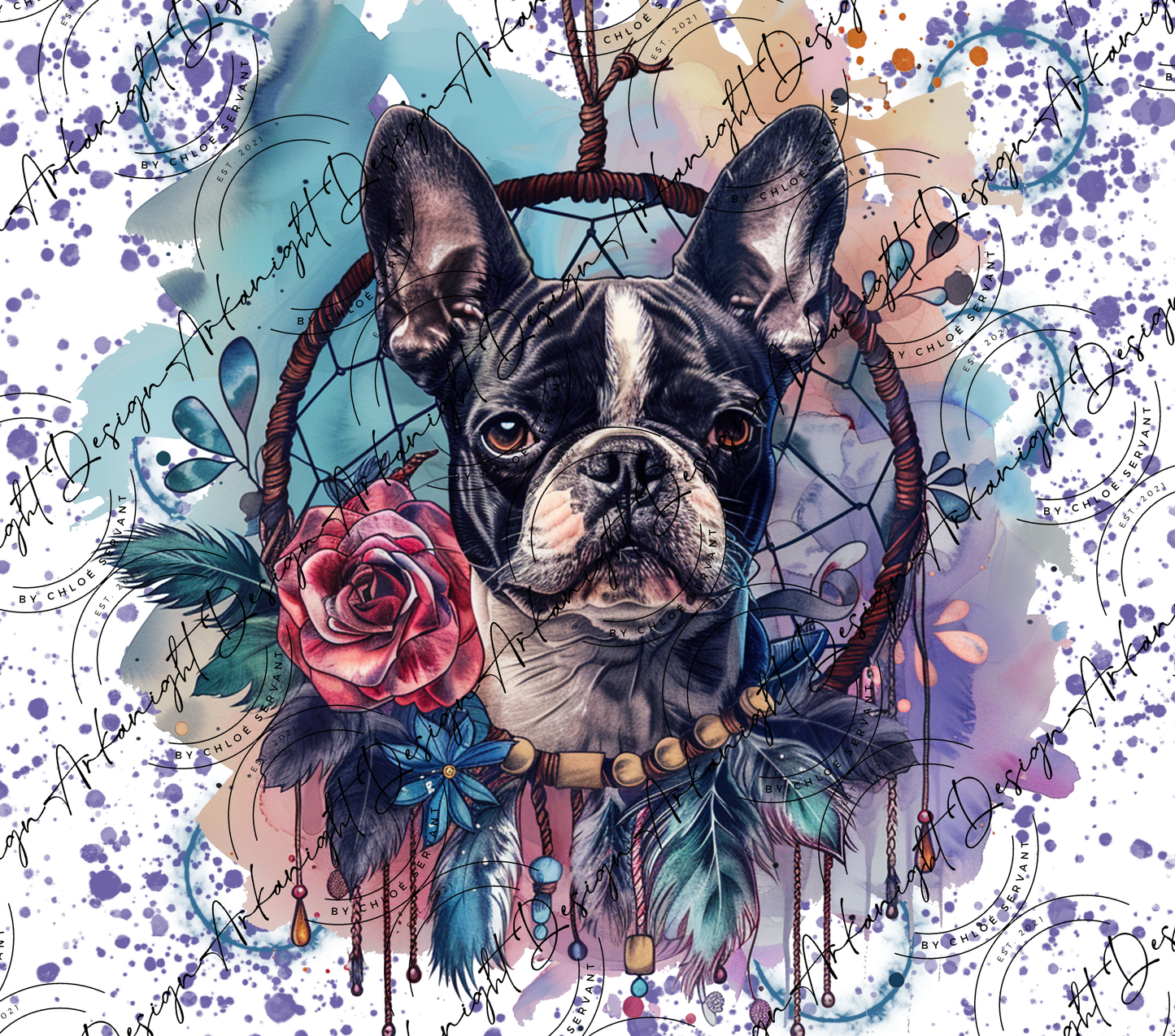 Impression - Watercolor Boho Boston Terrier