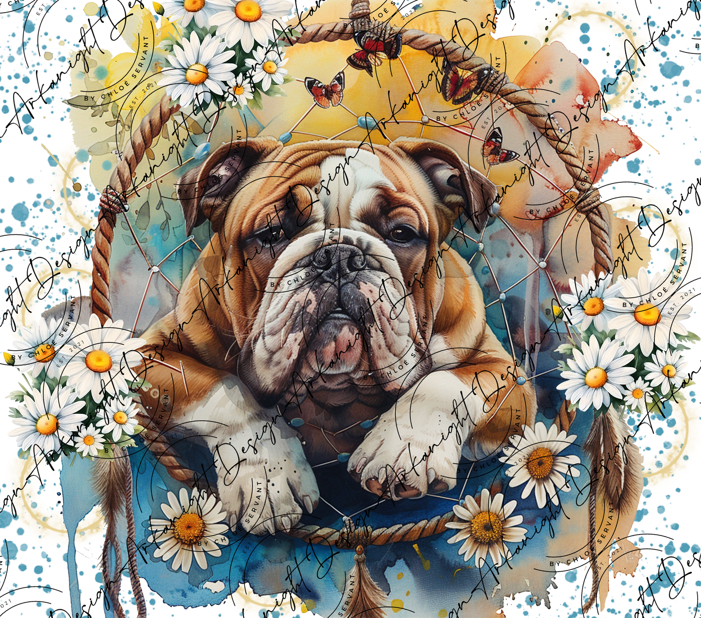 Impression - Watercolor Boho English Bulldog