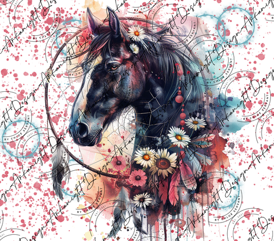 Impression - Watercolor Boho Black Horse