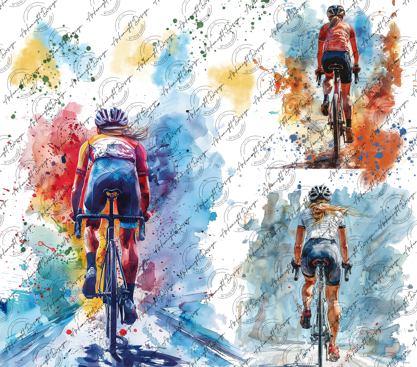 Impression - Watercolor Vélo - Féminin- sans écritures