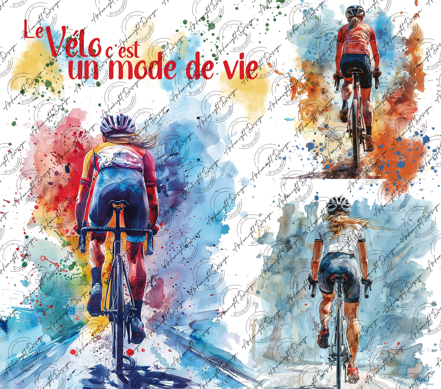 Impression - Watercolor Vélo - Féminin