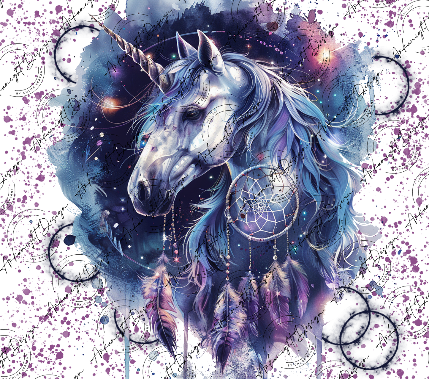 Numérique -  Watercolor Boho Cosmic Unicorn