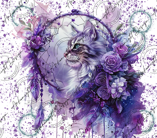 Impression - Watercolor Boho purple cat