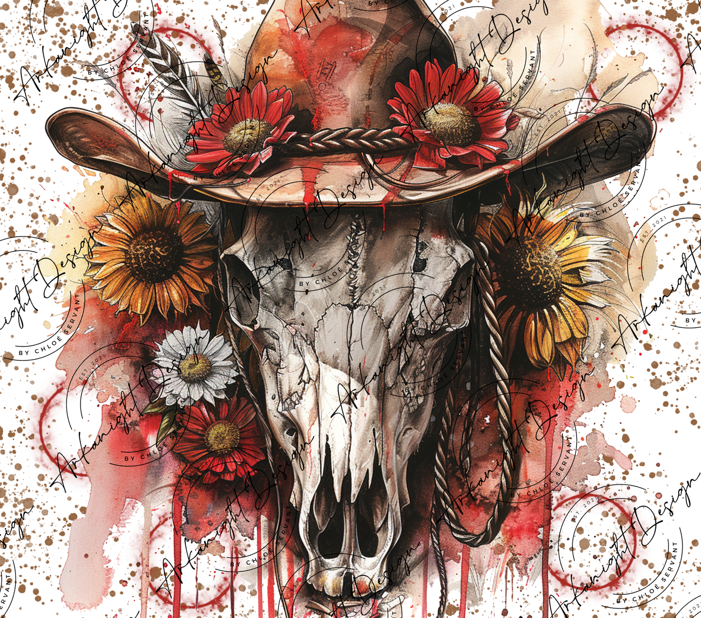 Numérique -  Watercolor Boho Cowboy Hat Bramabull