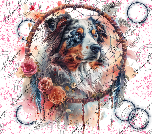 Impression - Watercolor boho Blue Merle Australian Shepherd