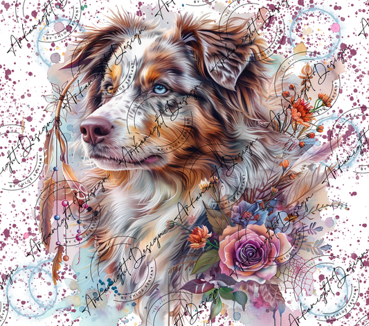 Impression - Watercolor Boho Red Merle Australian Shepherd