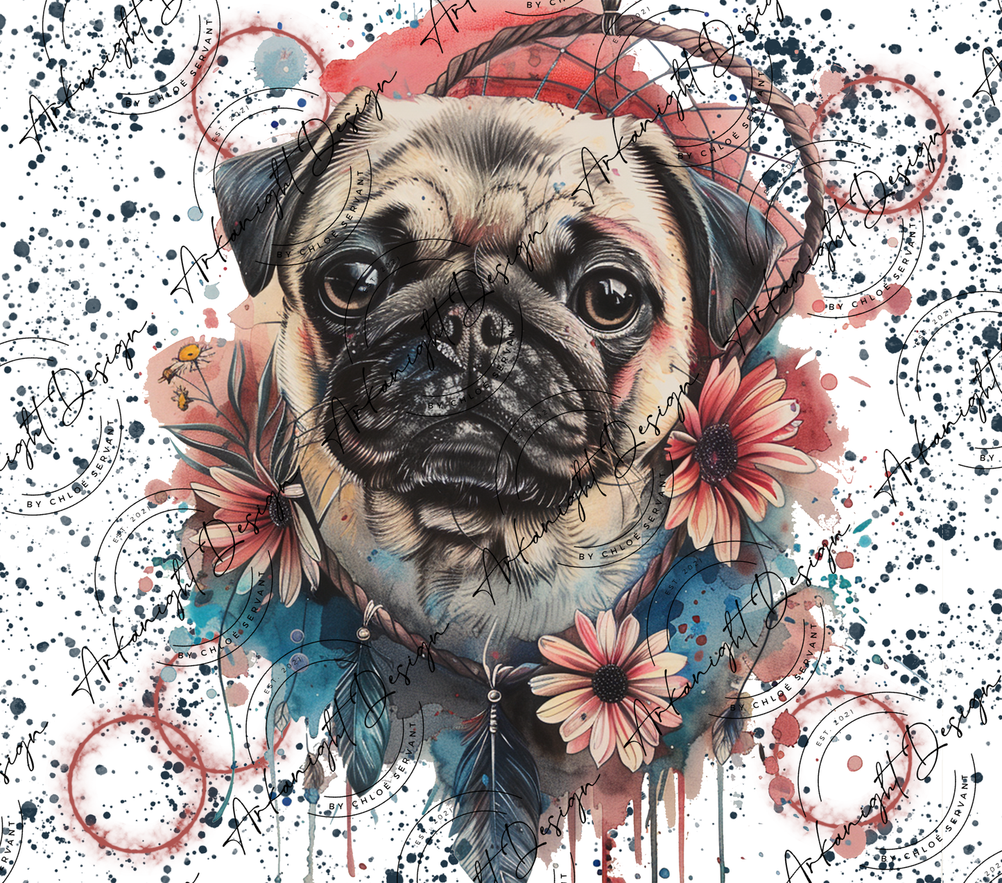 Impression - Watercolor Boho Pug