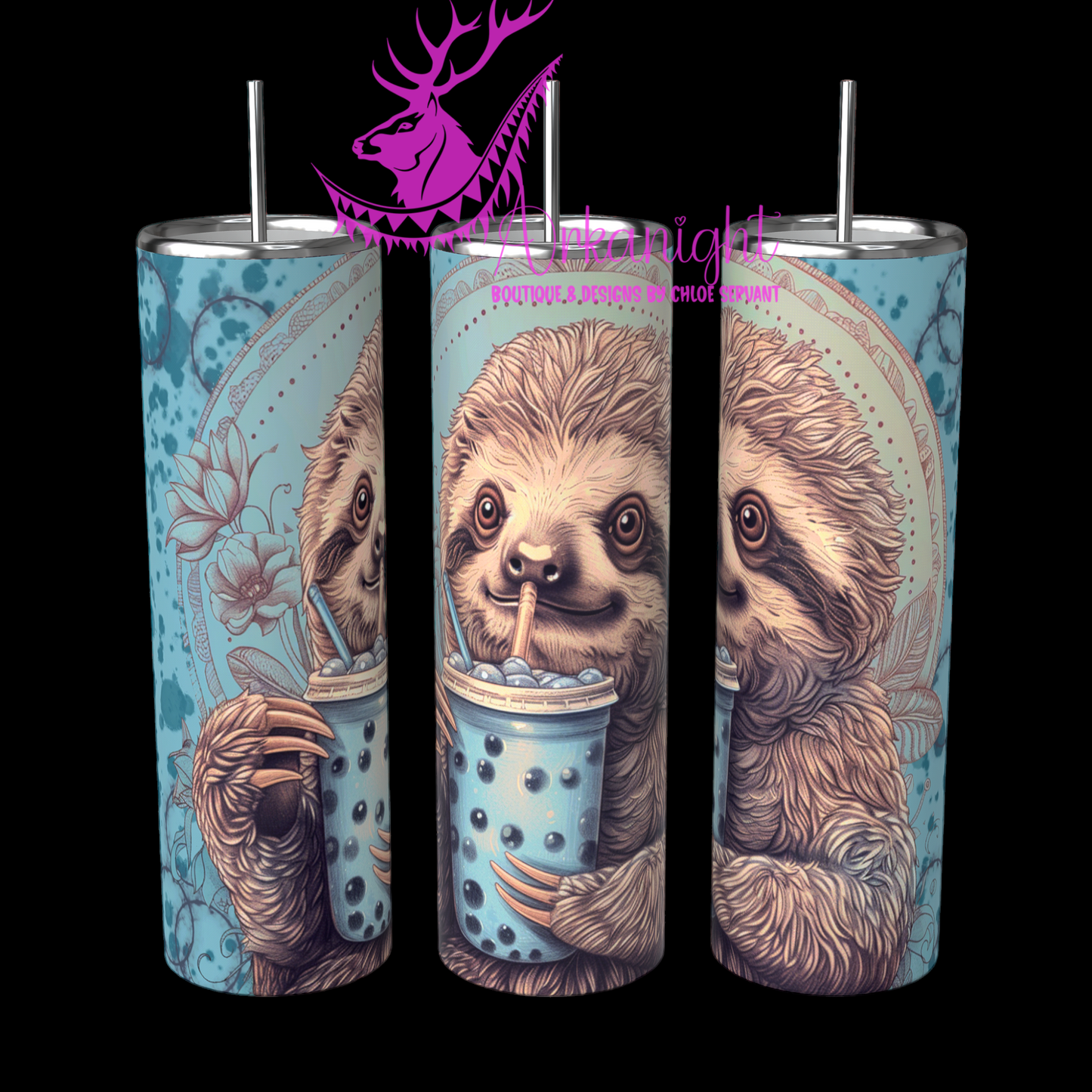 Gourde sur commande - Bubble Tea Sloth