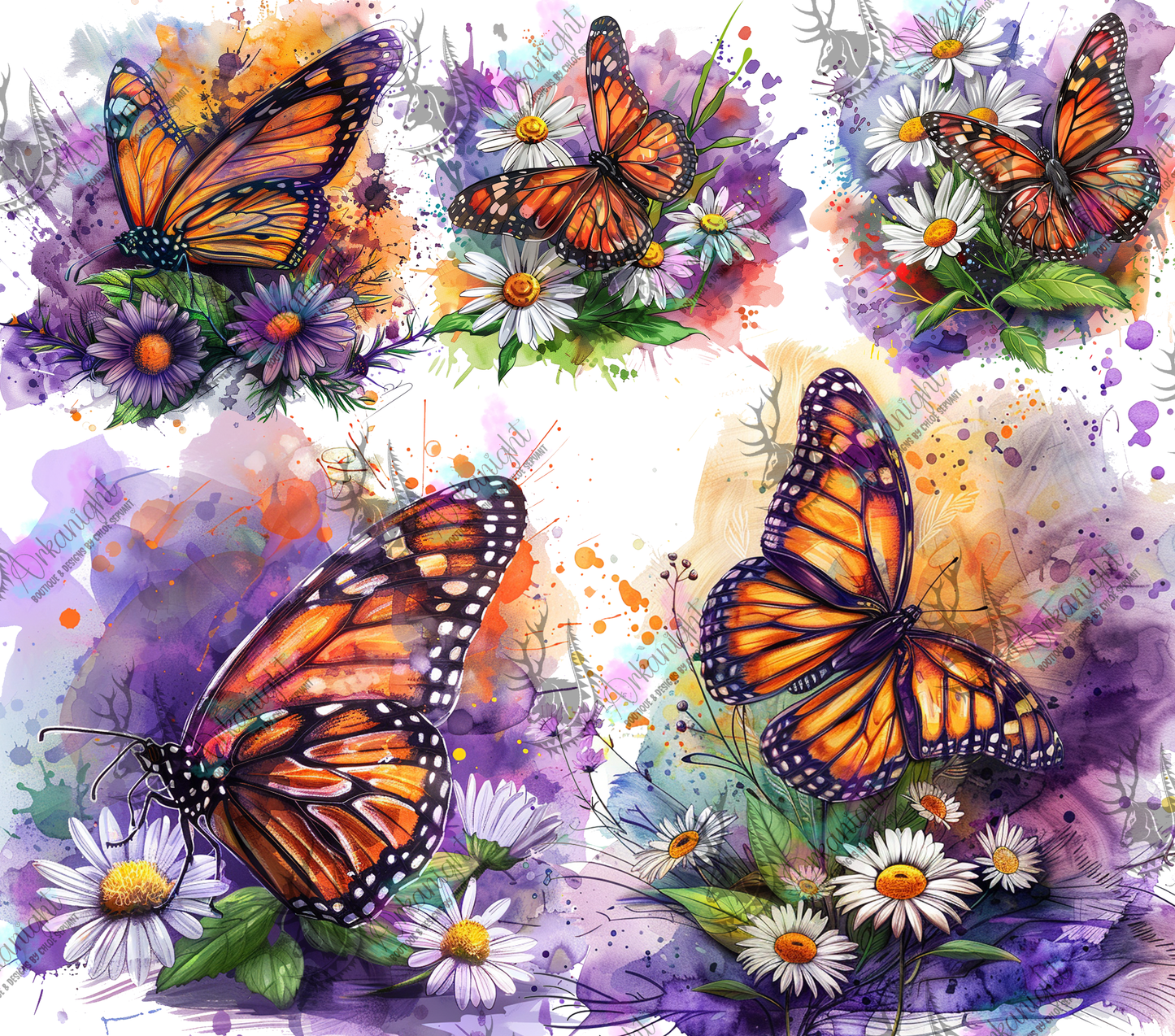 Numérique -  Watercolor summer Butterfly