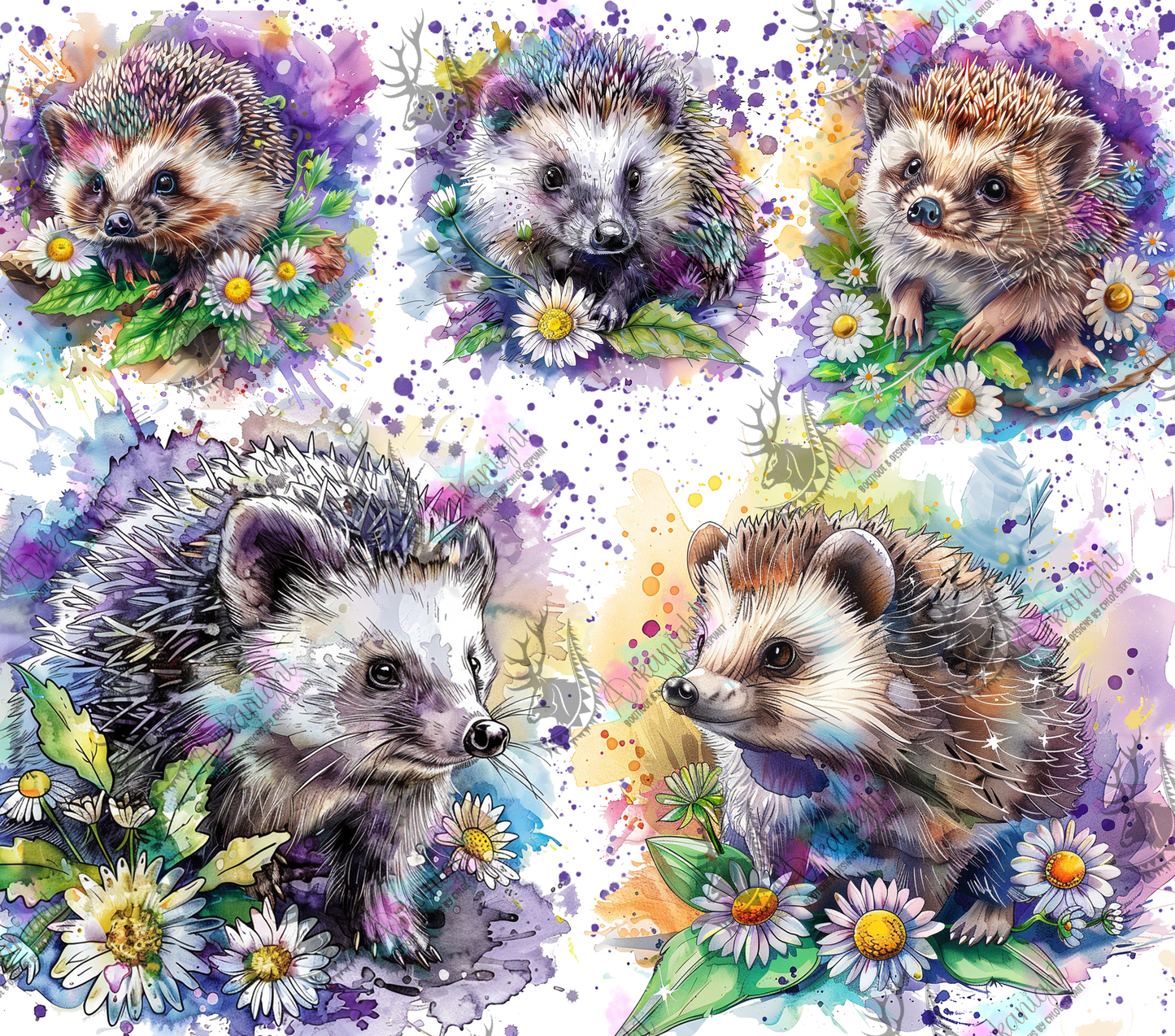 Numérique -  Watercolor summer Hedgehog