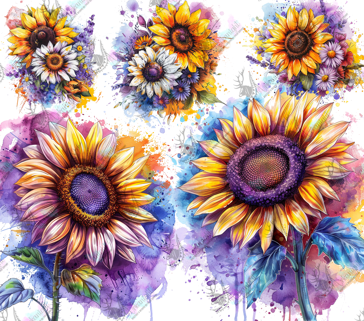 Numérique - Watercolor Sunflower