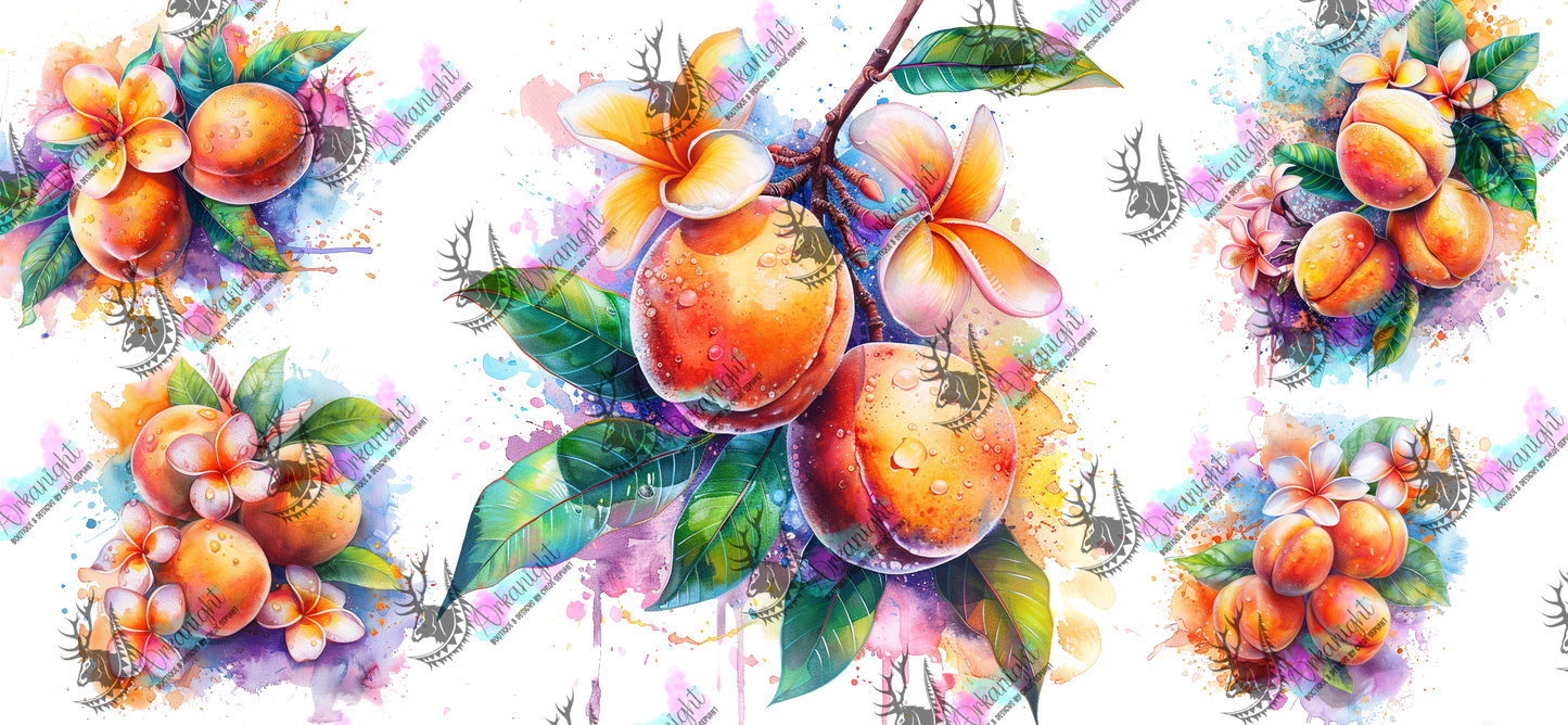 0361 -UV DTF - 16 oz libbey glass - Watercolor peaches