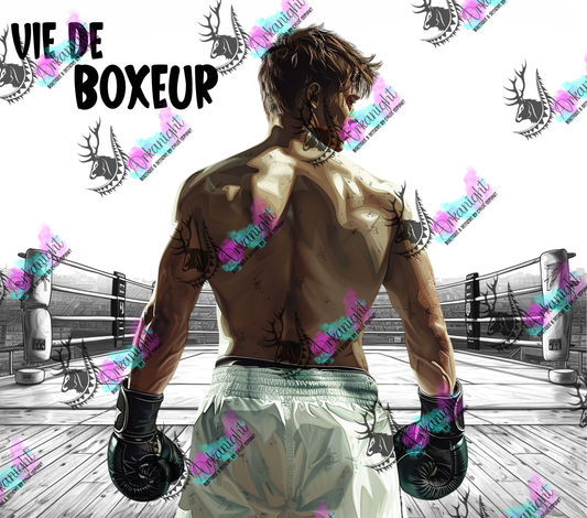 Impression - Vie de boxeur - Blanc - Avec texte