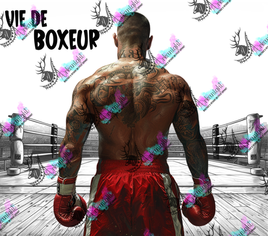 Impression - Vie de boxeur - Rouge - Avec texte