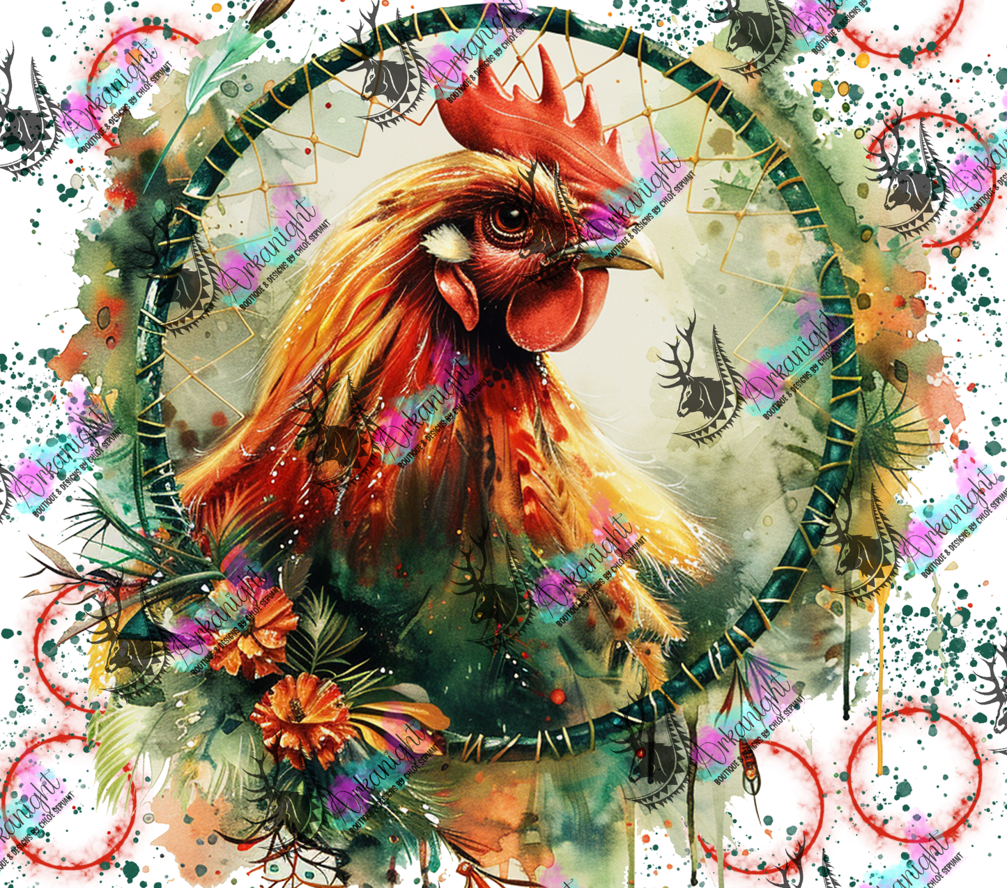 Impression - Watercolor Boho Chicken