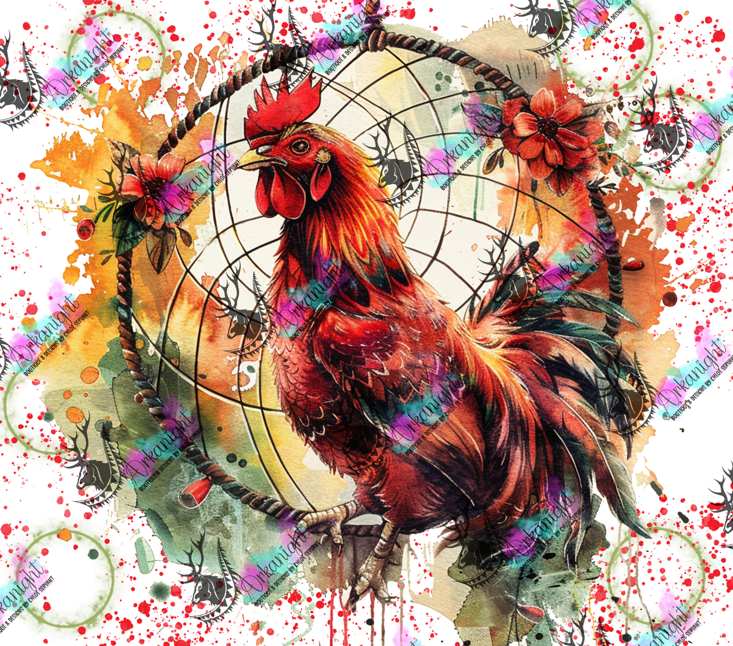 Impression - Watercolor boho Rooster