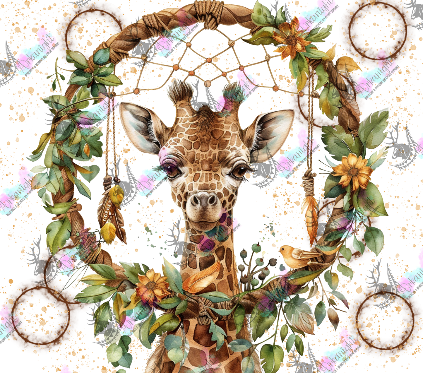 Numérique - Watercolor Boho Baby girafe