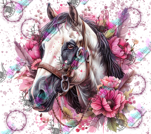 Impression - Watercolor PaInt Horses - Pink- 02