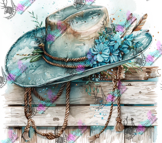 Impression - Watercolor Cowgirl Hats - Turquoise