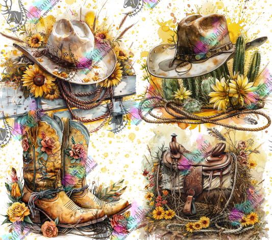 Impression - Watercolor Cowgirl - Yellow