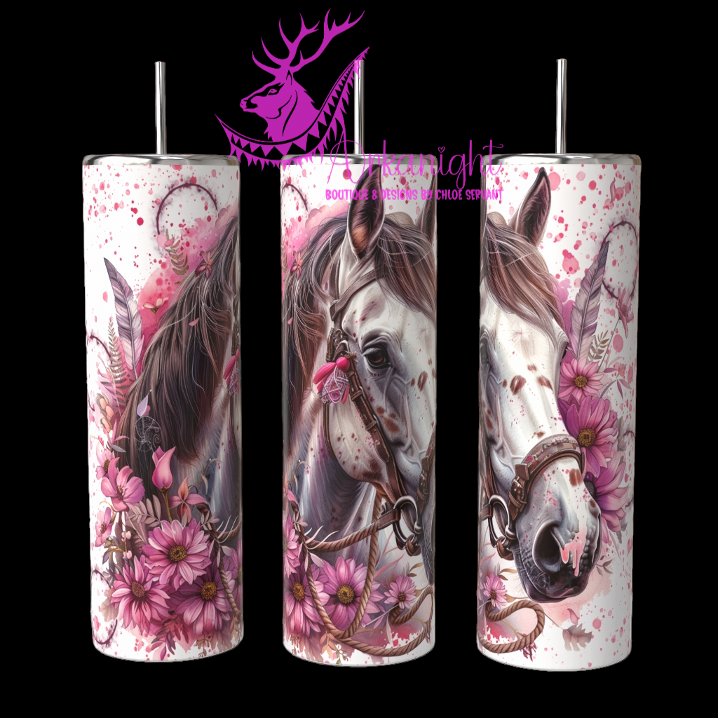 Numérique - Watercolor Boho Paint Horse - Pink - 01