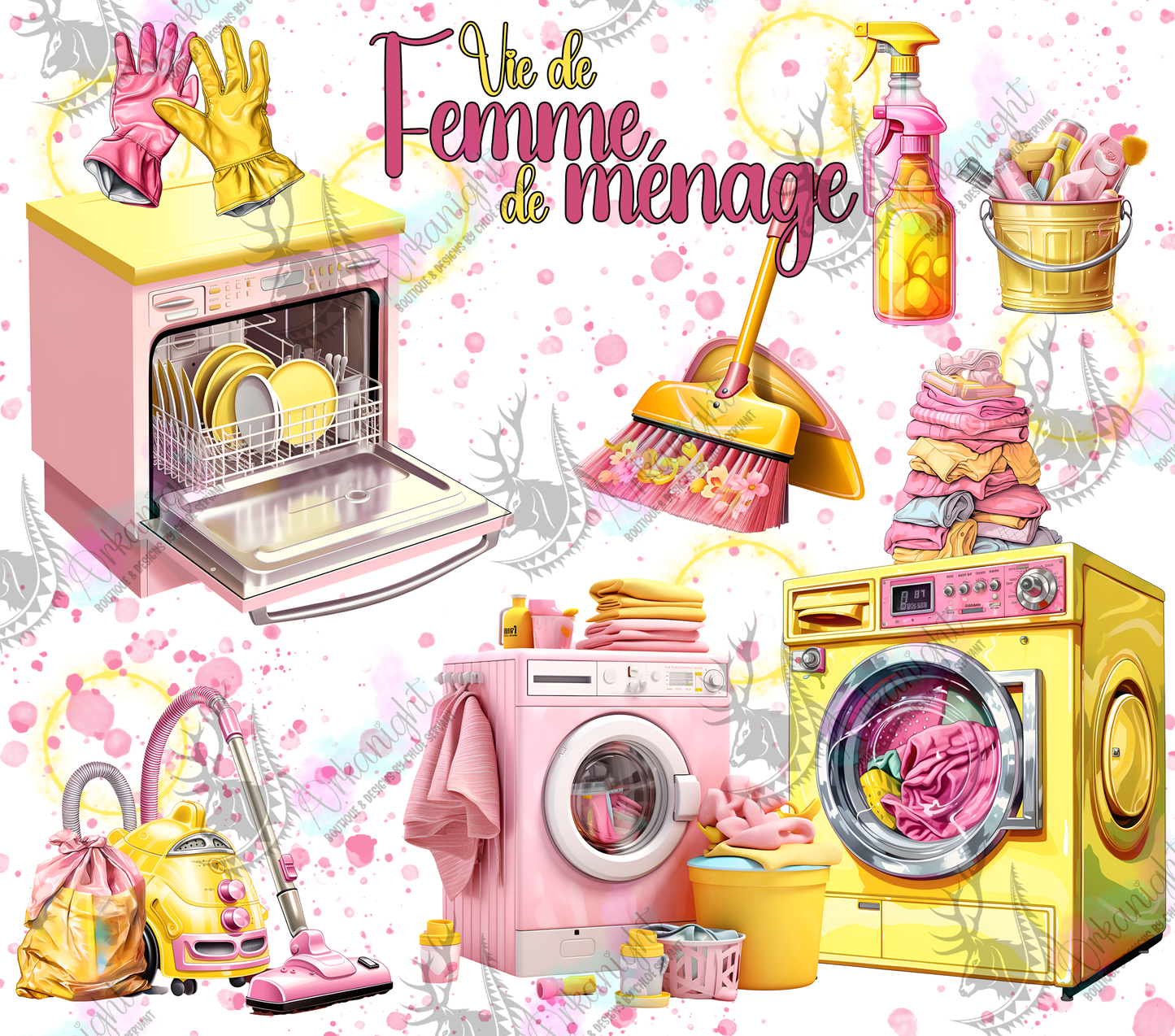 Numérique - Femme de ménage - Pink & Yellow