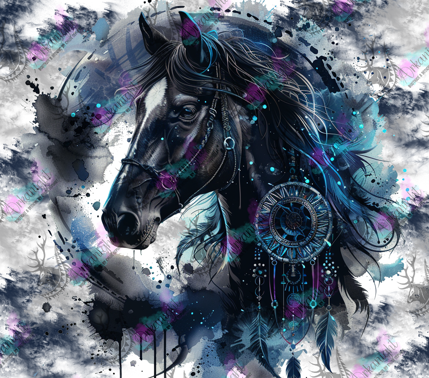 Numérique - Watercolor Black horse