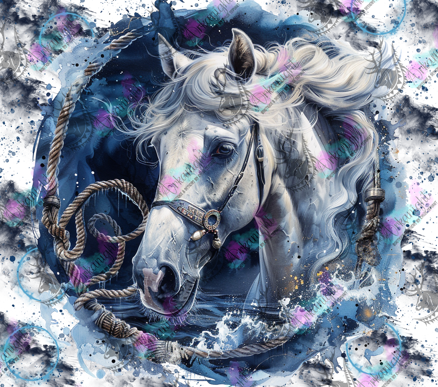 Numérique - Watercolor White Horse