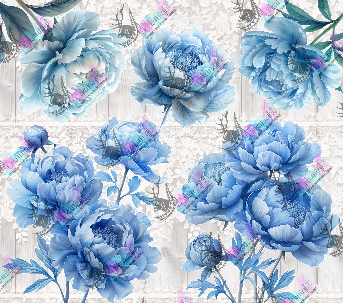 Impression - Light Blue Peonies And Lace