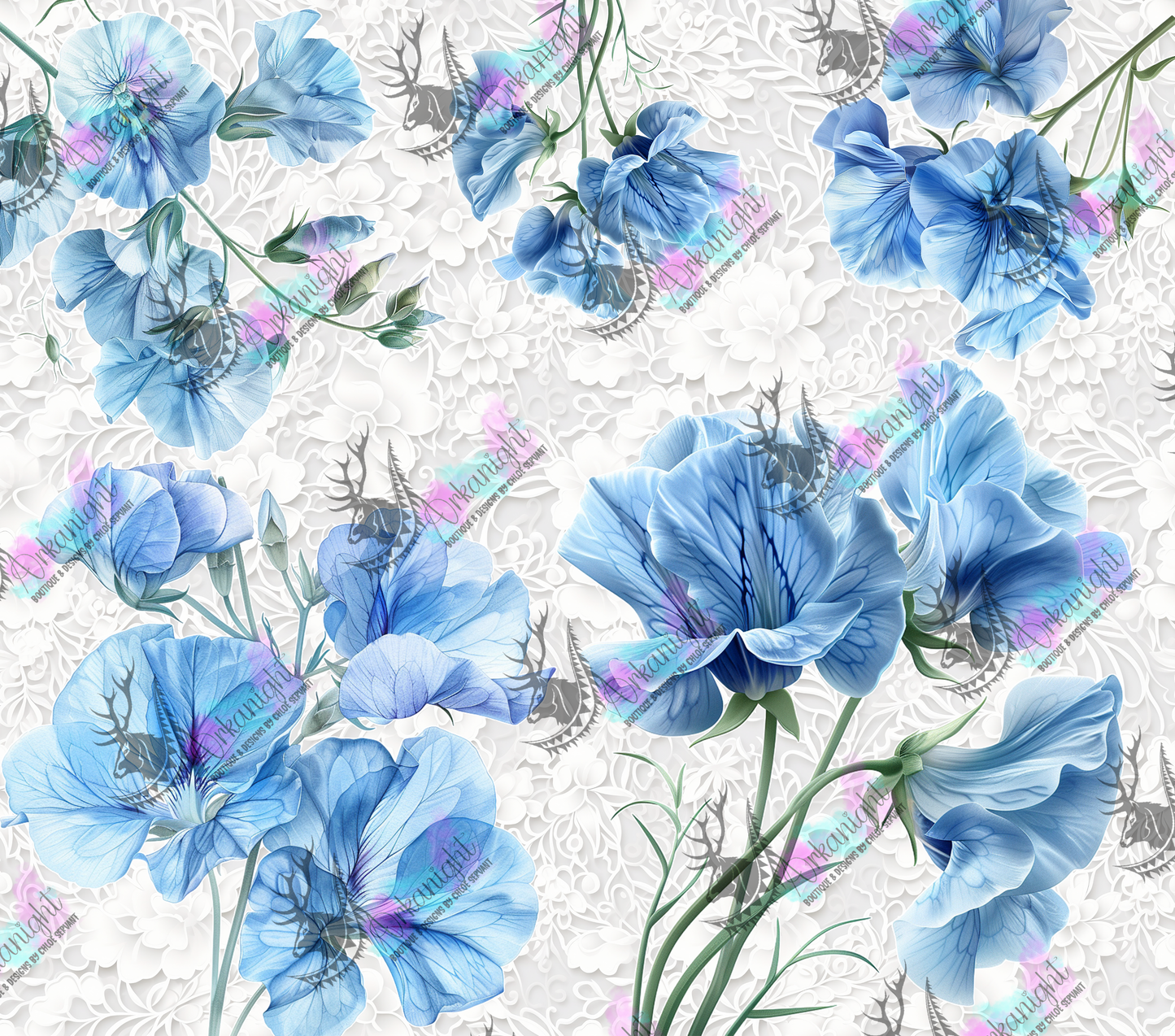 Numérique - Blue Sweet Pea and Lace