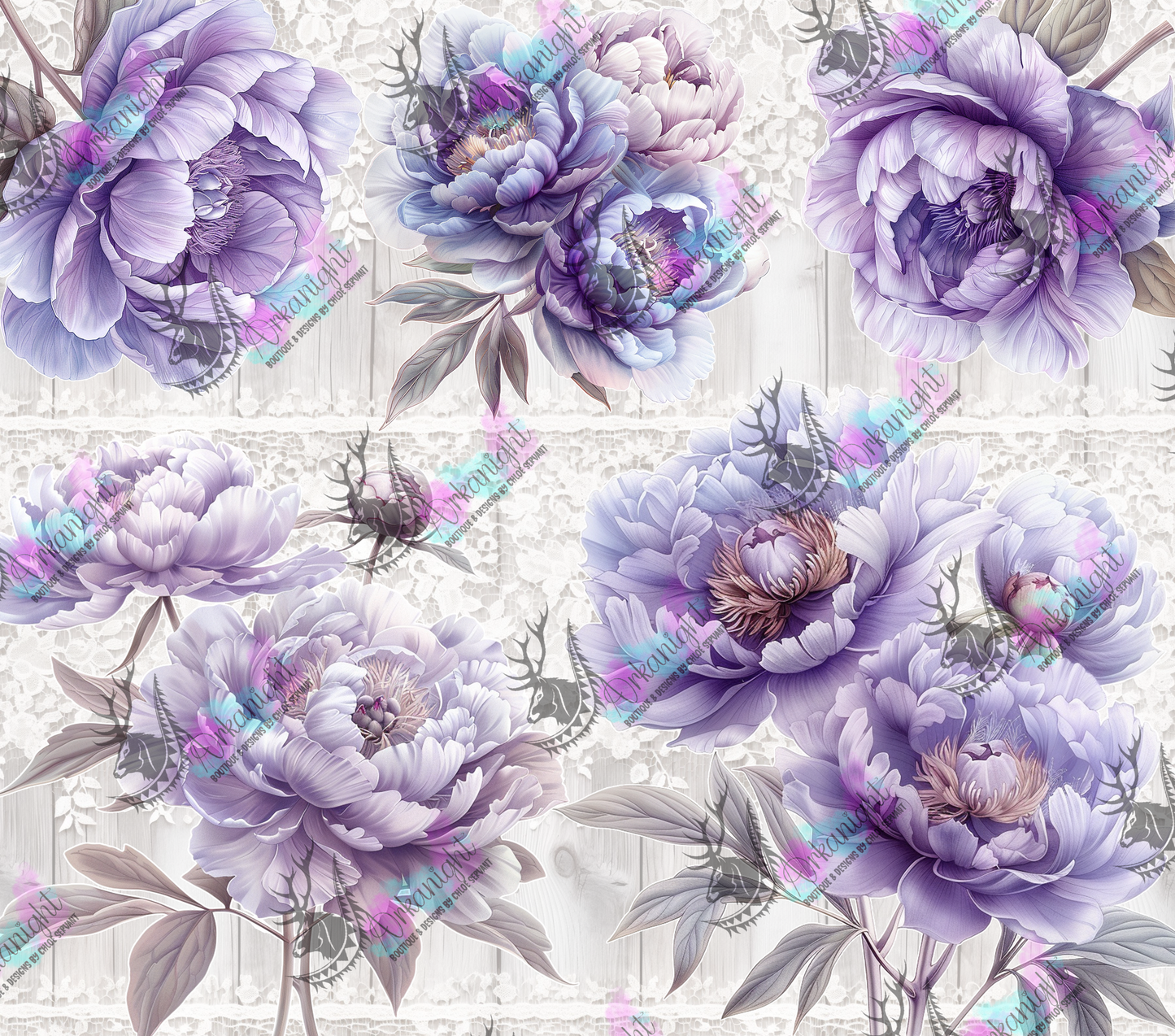 Numérique - Light Purple Peonies and Lace