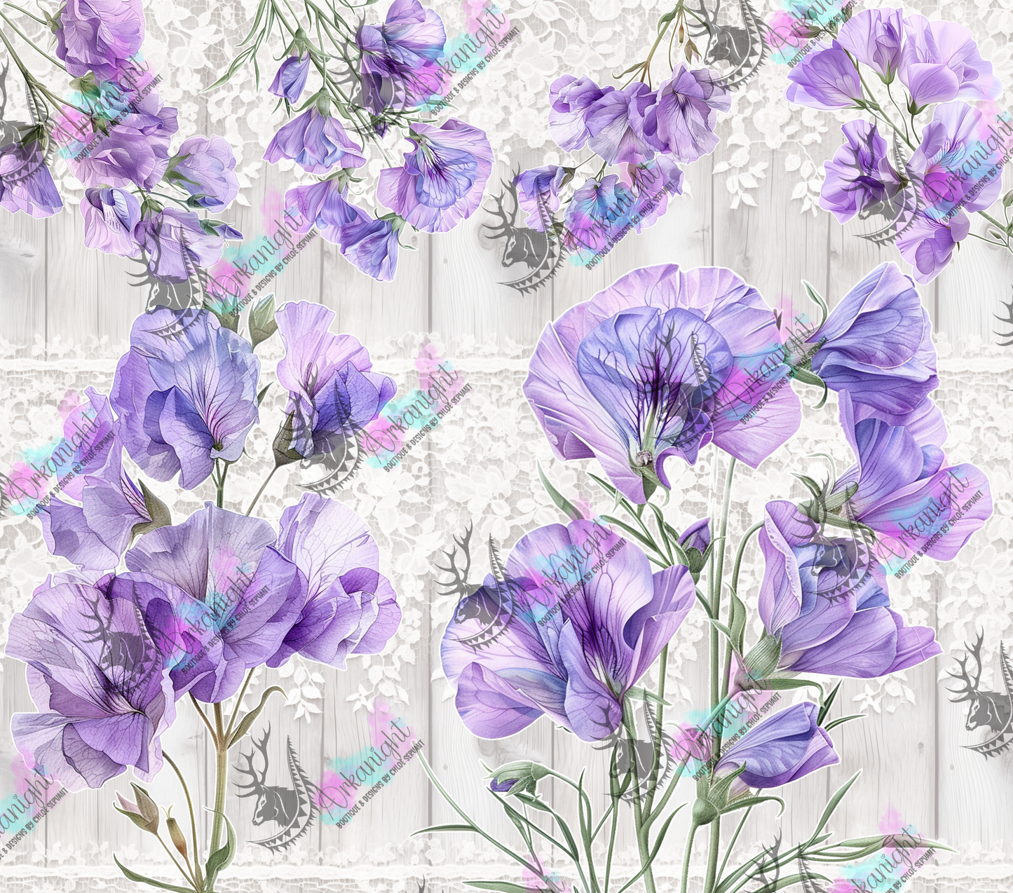 Numérique - Purple Sweet Pea and Lace