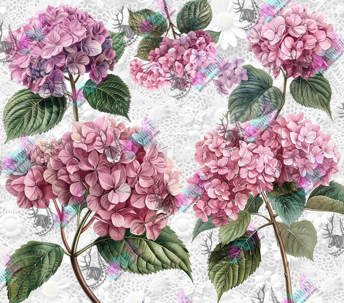 Numérique - Pink Hydrangea and Lace