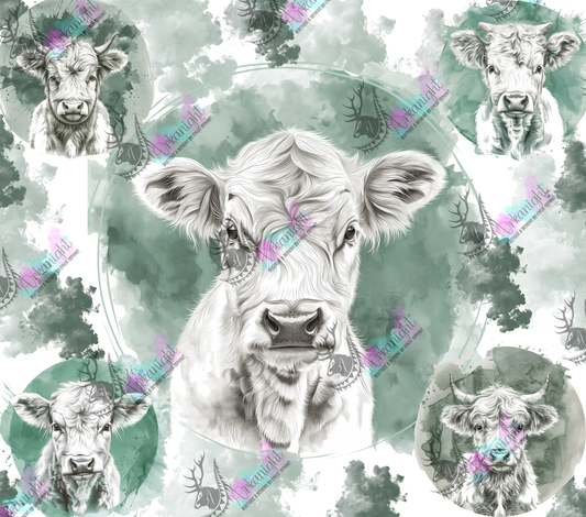 Impression - Lines Art - White Baby Highland Cow