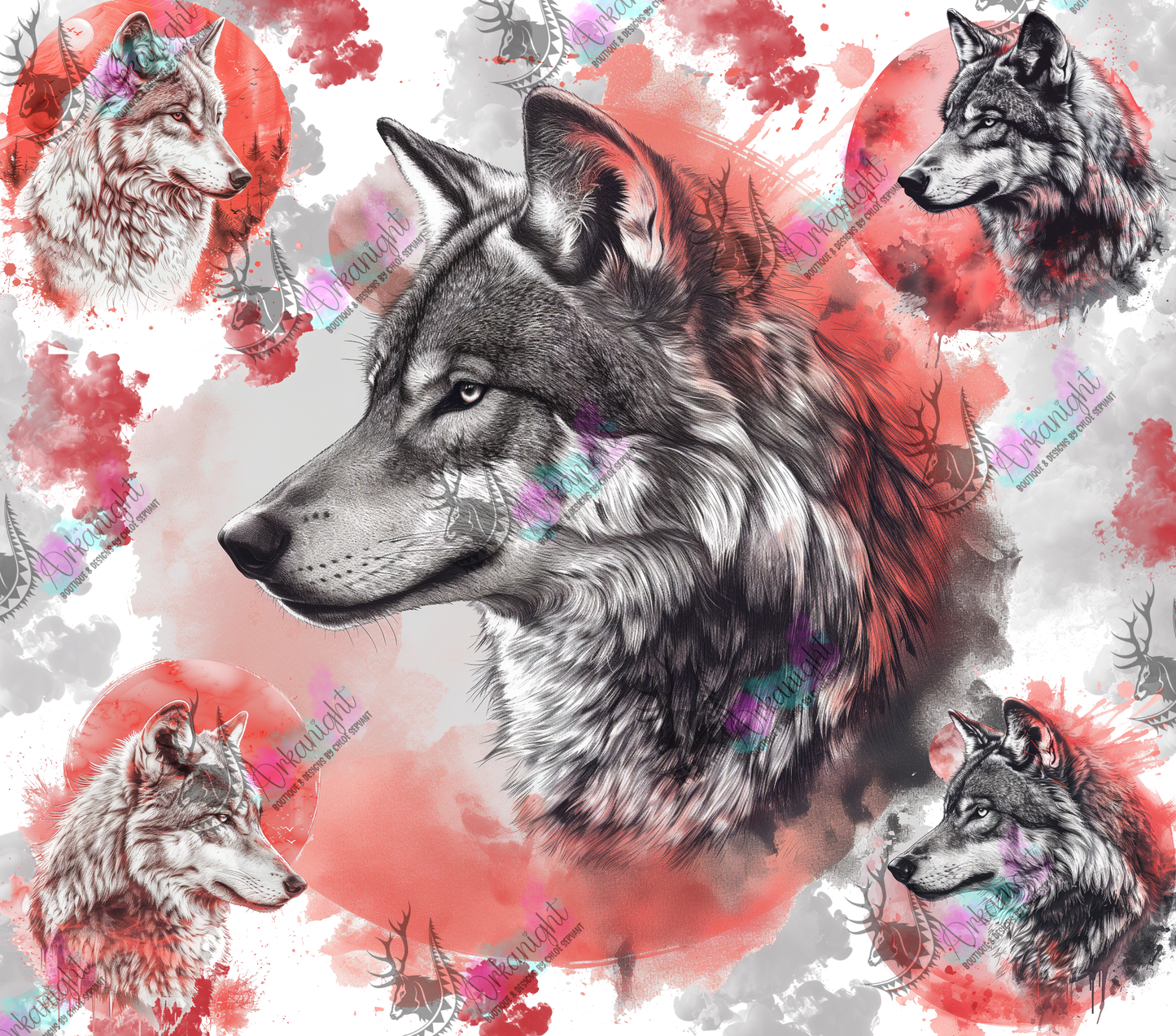 Impression - Lines Art - Red Wolf