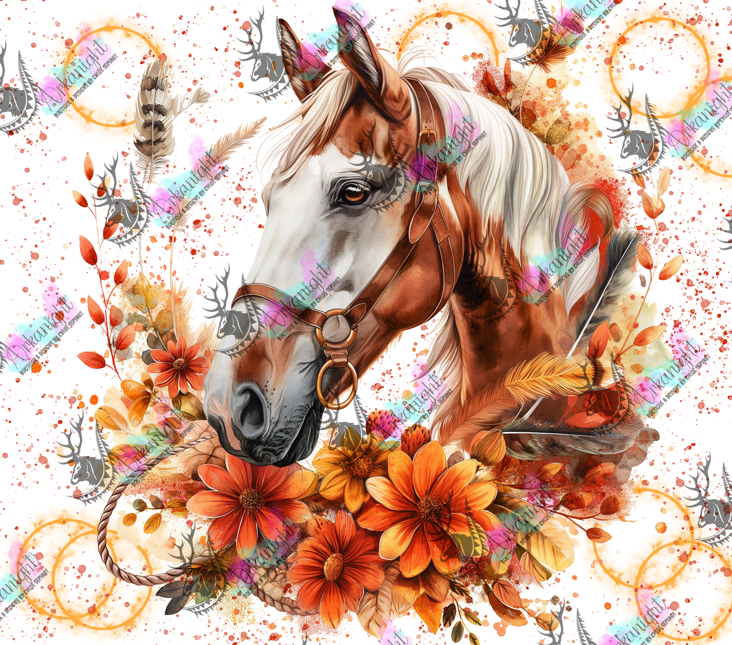 Numérique - Autumn 2024 - Autumn Watercolor Boho Paint Horse