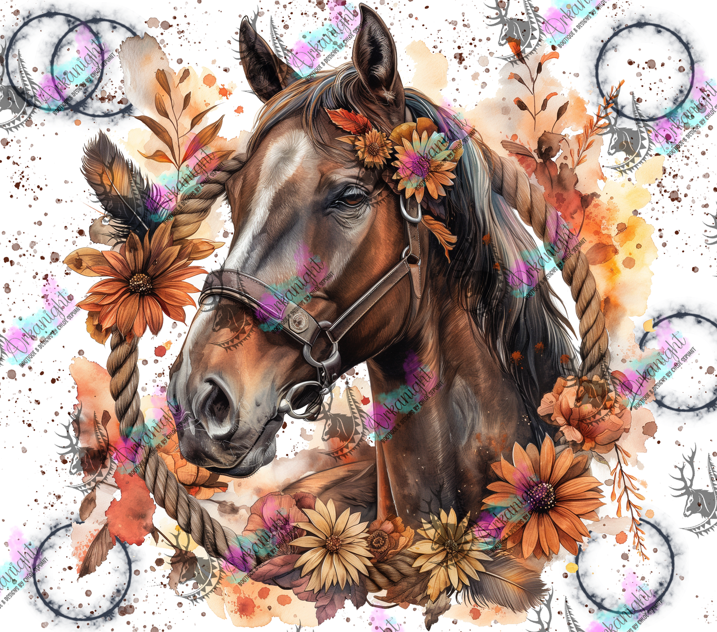 Impression - Autumn 2024 - Autumn watercolor boho quarter horse