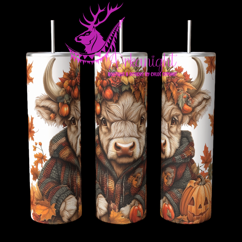 Gourde sur commande - Autumn 2024 - Autumn Highland cow - 01