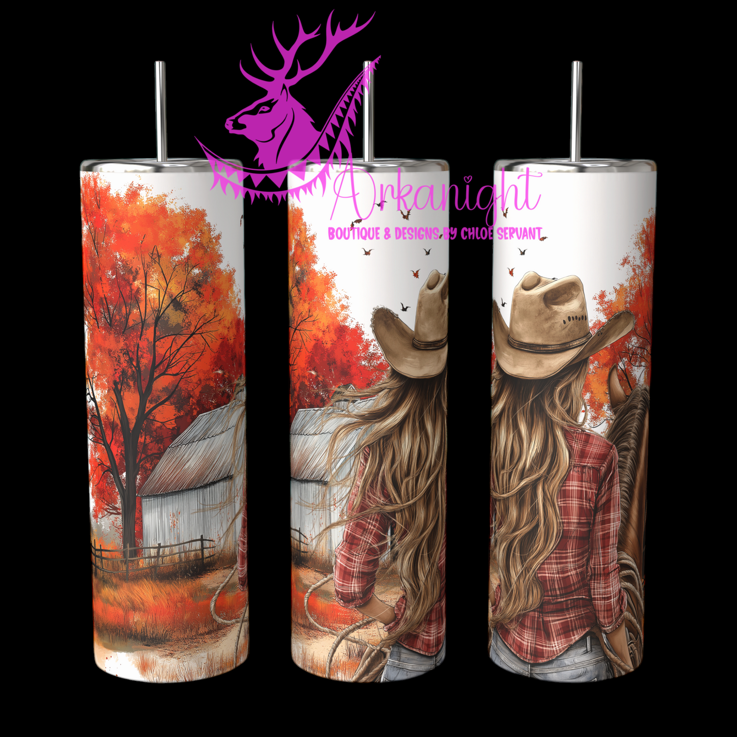 Gourde sur commande - Autumn 2024 - Red Plaid Shirt Cowgirl - 02