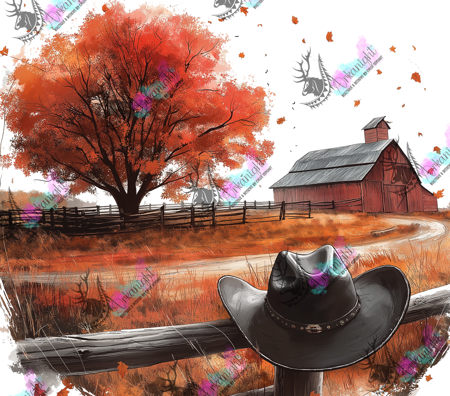 Numérique - Autumn 2024 - Collection Autumn at the Ranch - Black Cowboy hat on the fance