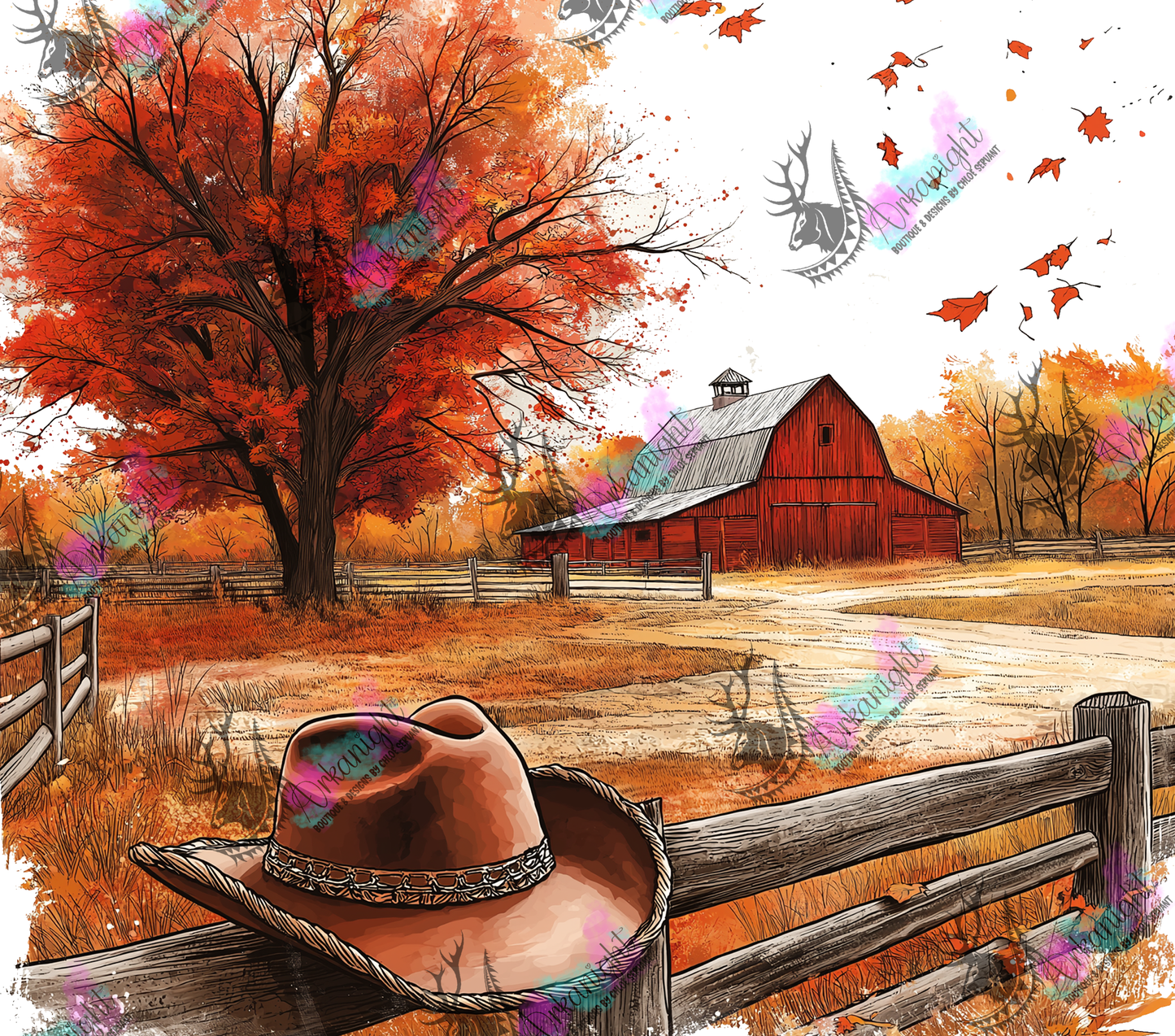 Numérique - Autumn 2024 - Collection Autumn at the Ranch - Brown Cowboy Hat on the Fance