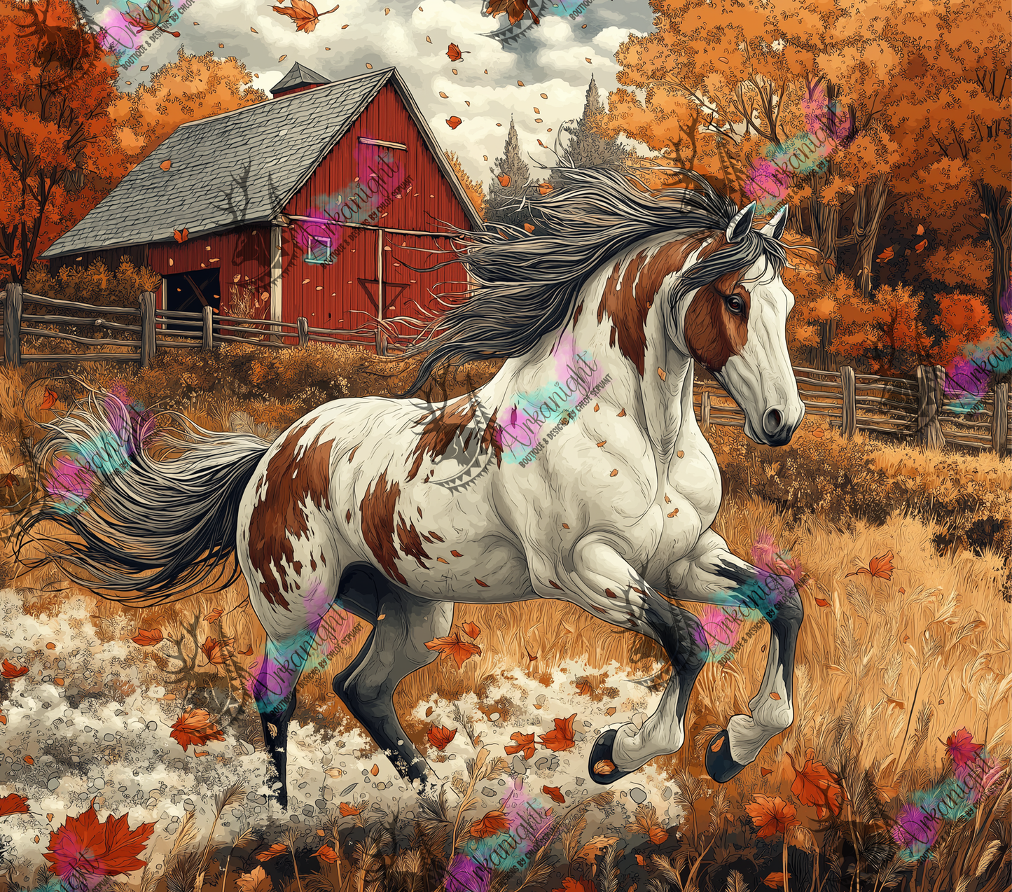 Numérique - Autumn 2024 - Collection Autumn at the Ranch - Stormy Autumn Paint Horse