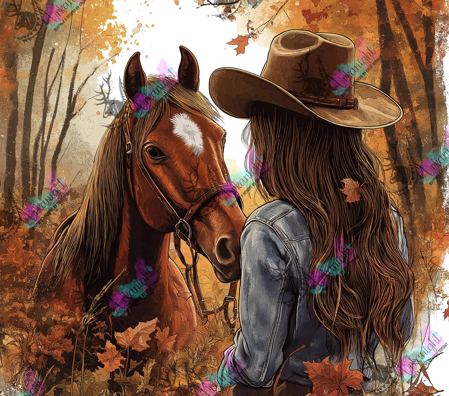 Numérique - Autumn 2024 - Collection Autumn at the Ranch - Brown Hair Cowgirl & Chestnut Horse